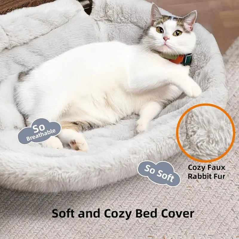 Large Cat Desk Bed – Sunken Cat Hammock, 19.5"X15" Spacious Nest, Secure Bed with Dual Clamps & Steel Frame, Supports Up