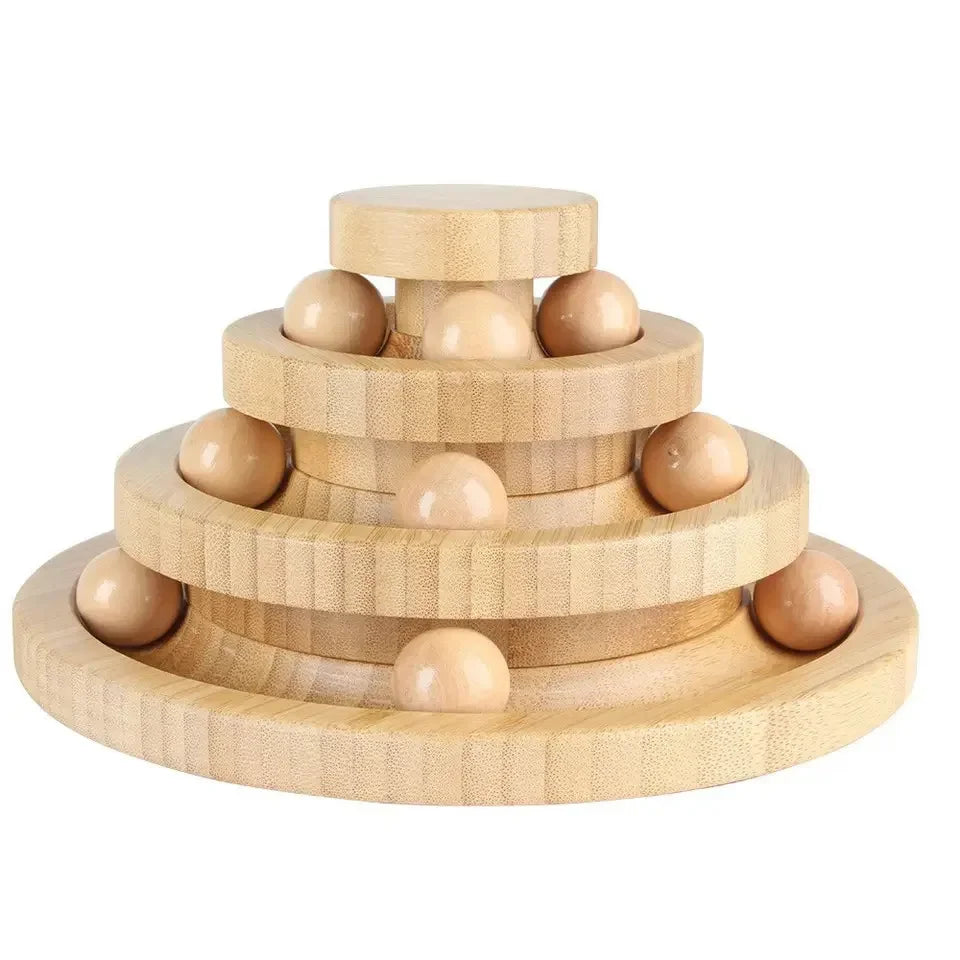 Cat Toy Self Hi Soothing Tool Cat Rotary Table Solid Wood Cat Playing Stick Bell Baby Cat Automatic Cat Play Ball Cat Supplies