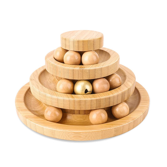 Cat Toy Self Hi Soothing Tool Cat Rotary Table Solid Wood Cat Playing Stick Bell Baby Cat Automatic Cat Play Ball Cat Supplies