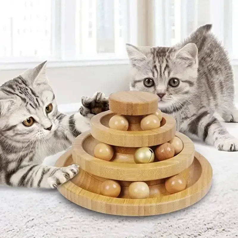 Cat Toy Self Hi Soothing Tool Cat Rotary Table Solid Wood Cat Playing Stick Bell Baby Cat Automatic Cat Play Ball Cat Supplies
